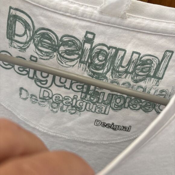 Desigual t shirt Men White XL Street Art Print Graffiti Viscose Colorful - Picture 4 of 12